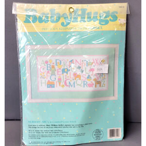Vintage 1989 Sunset Dimensions Baby Hugs Counted Cross Stitch Kit Nurseys ABC's